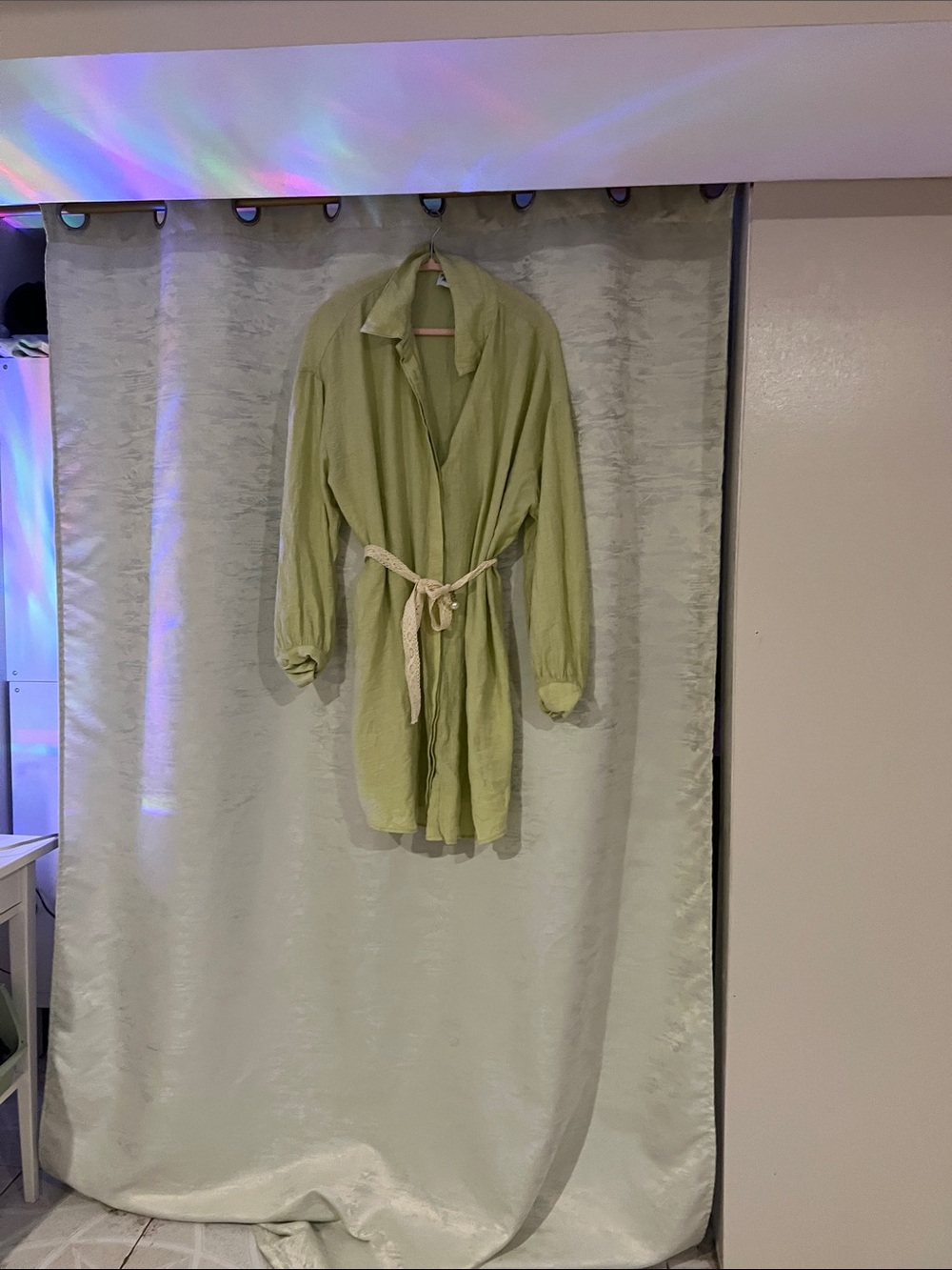 Princess Polly Sage Green Long Sleeve Belted Mini Dress
